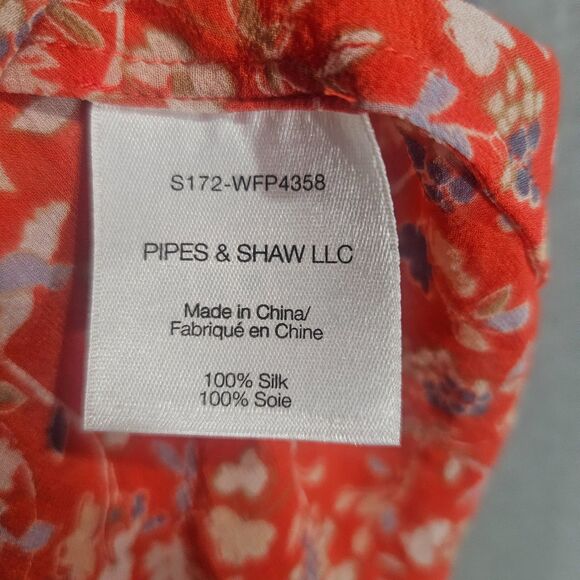 Veronica Beard Flyn Bow Silk Blouse Sz 6 Tie Sleeves Red Floral Boho Summer - Picture 5 of 7